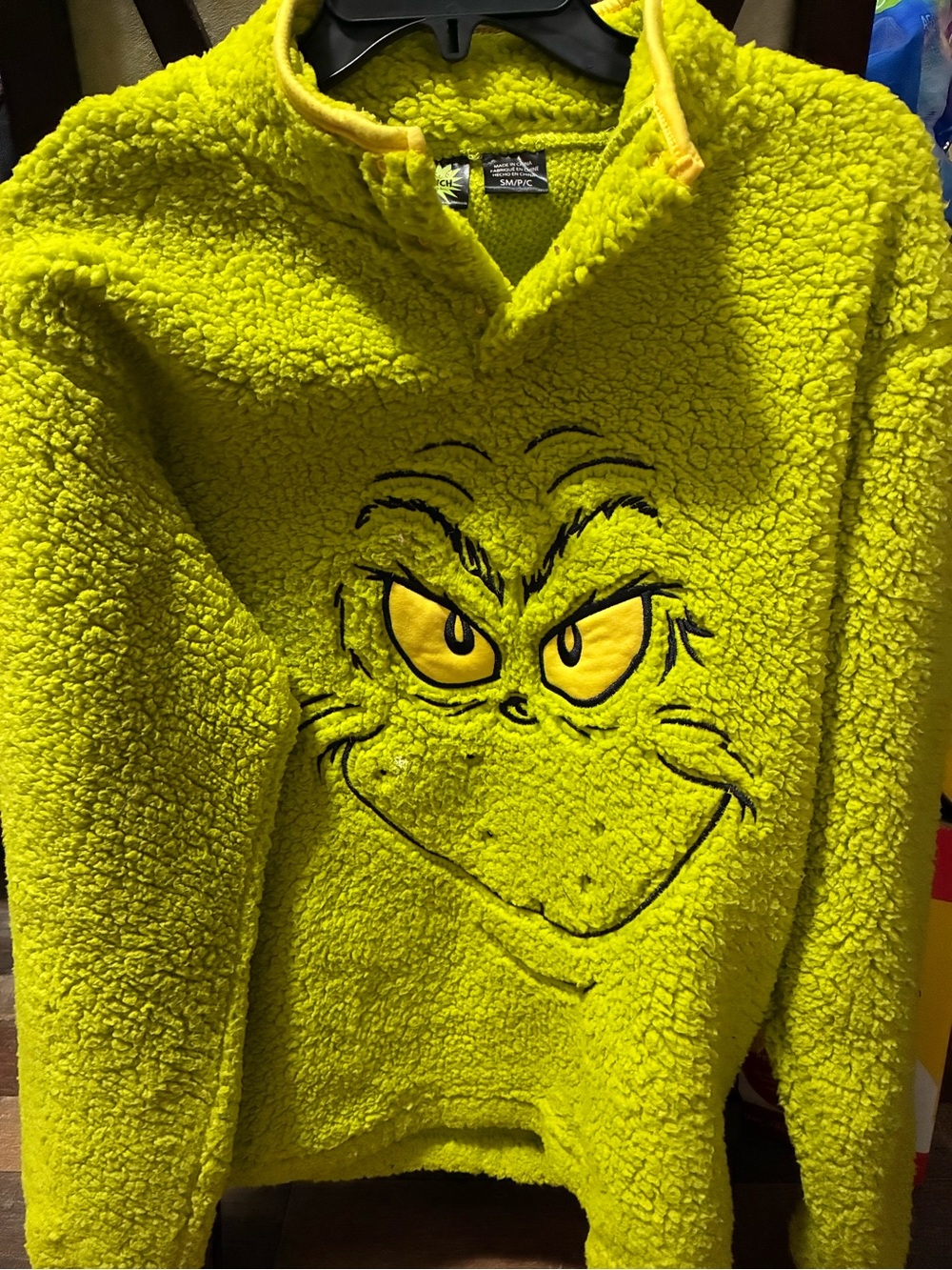 Lime Green Plush Grinch Pullover Jacket